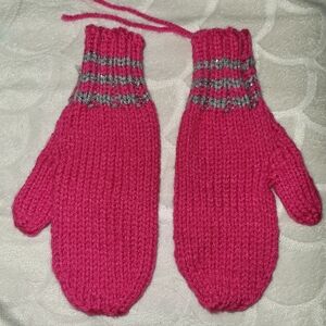 Handmade Pink Knit Mittens